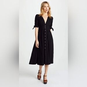 Free People Love Of My Life Black Cotton Midi Dress XS ($108)